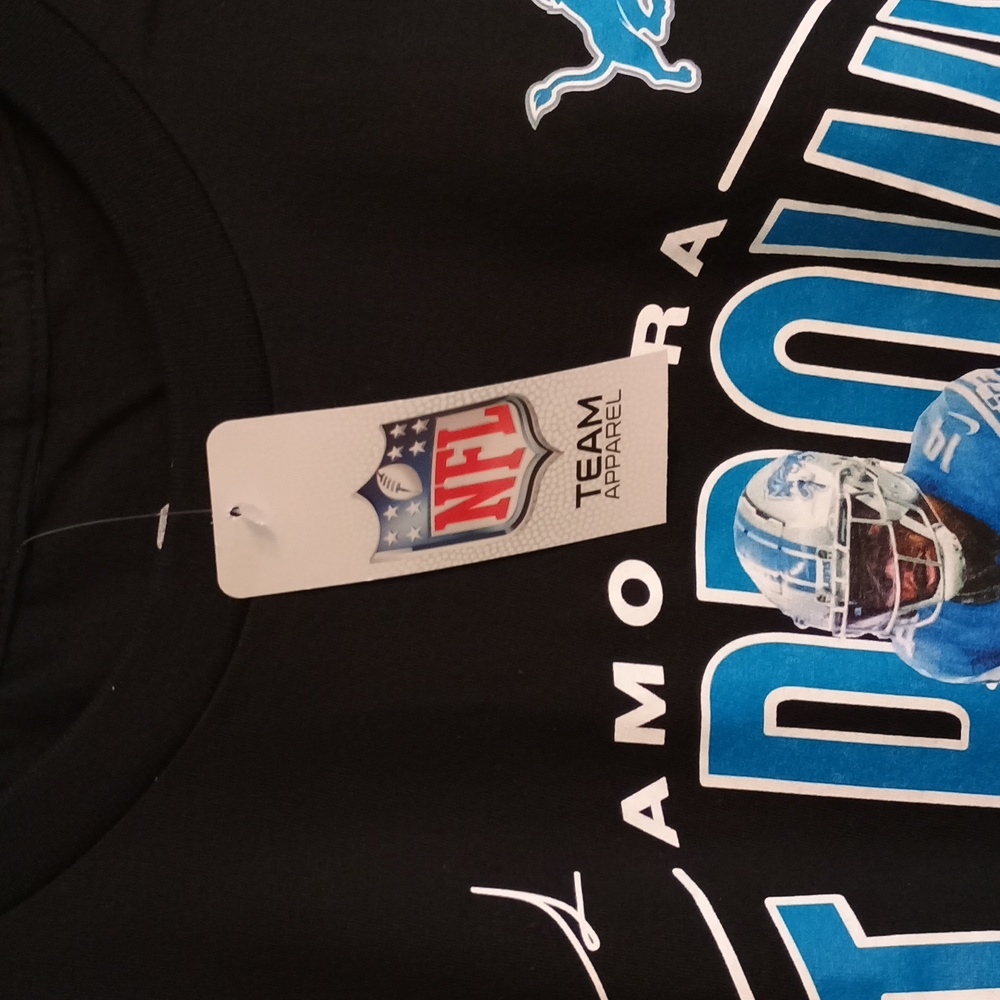 NWT Mens LARGE NFL Detroit Lions #14 St. Brown Black and Blue Graphic T-Shirt - Picture 3 of 6